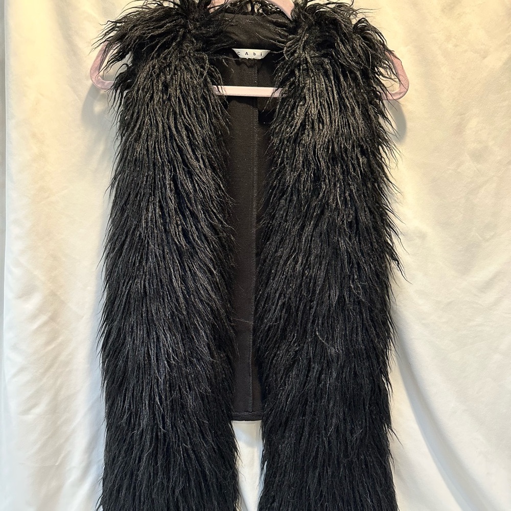 CAbi Black Faux Fur vest